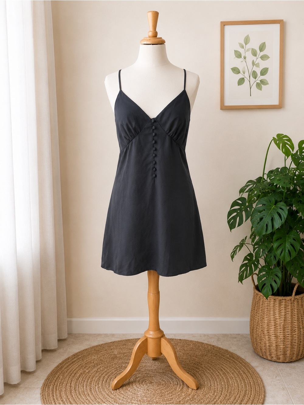 Mare Mare x Anthropologie Mini Slip Dress with Front Button Detail size M